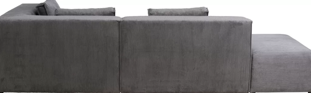 Canapé d'angle design Infinity avec pouf intégré - Velours gris anthracite, modèle droit signé KARE Design