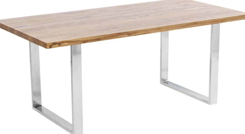 Table design Jackie en chêne massif et finition chromée - Plateau 160x80 cm par KARE Design