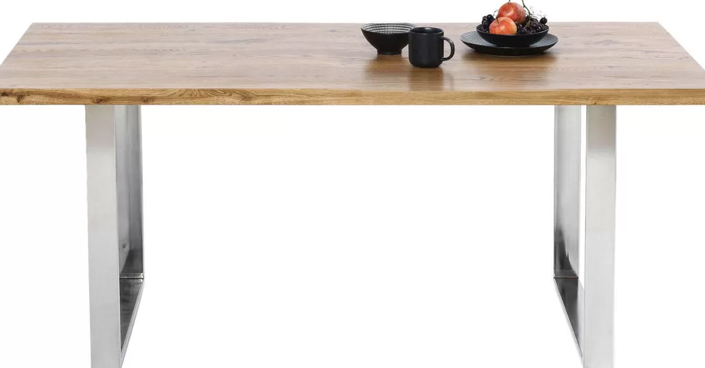 Table design Jackie en chêne massif et finition chromée - Plateau 160x80 cm par KARE Design