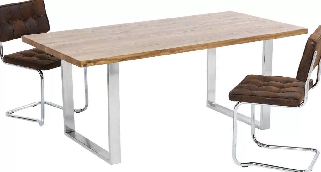 Table design Jackie en chêne massif et finition chromée - Plateau 160x80 cm par KARE Design