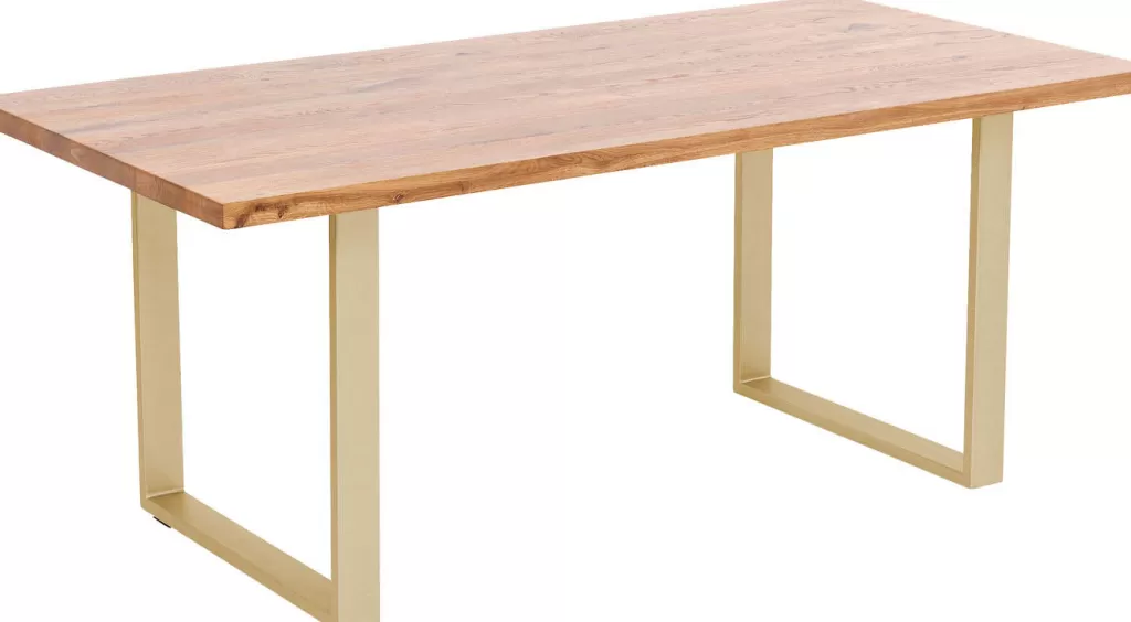 Table design Jackie en chêne massif et laiton poli - Dimensions 160x80 cm - Collection exclusive KARE