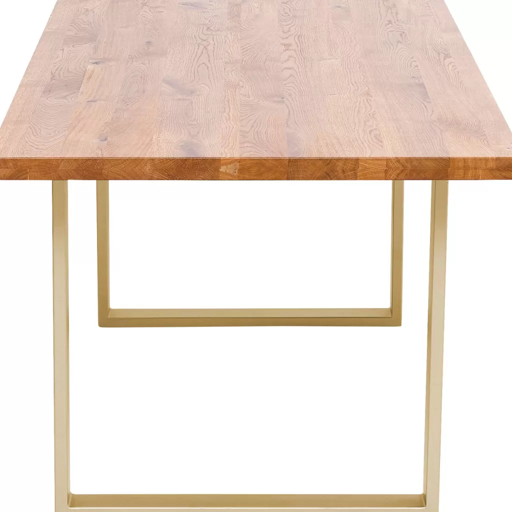 Table design Jackie en chêne massif et laiton poli - Dimensions 160x80 cm - Collection exclusive KARE