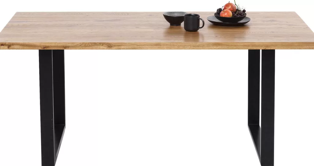 Table de salle à manger design Jackie en chêne massif - Plateau noir anthracite 160x80 cm - Design exclusif KARE