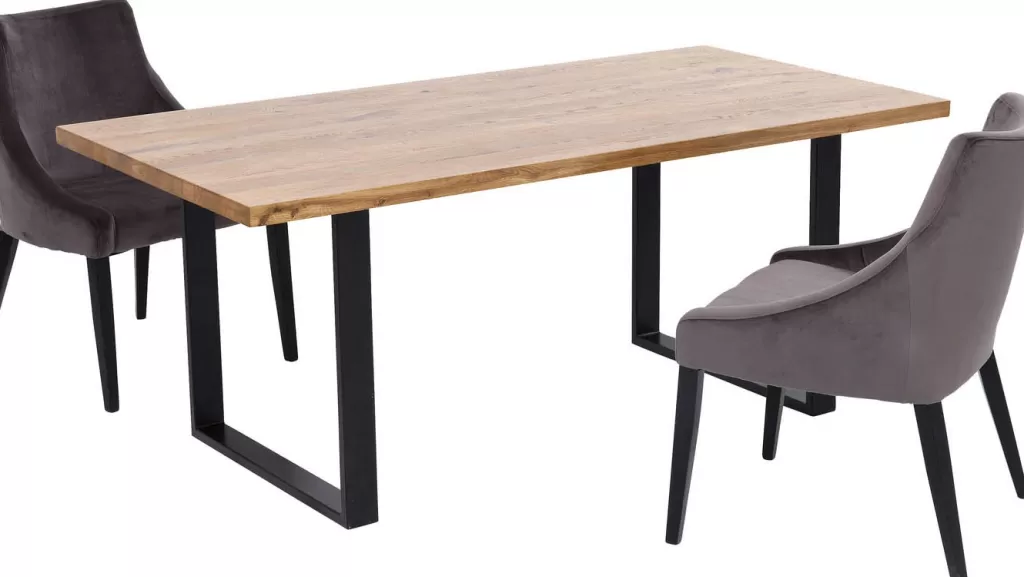 Table de salle à manger design Jackie en chêne massif - Plateau noir anthracite 160x80 cm - Design exclusif KARE