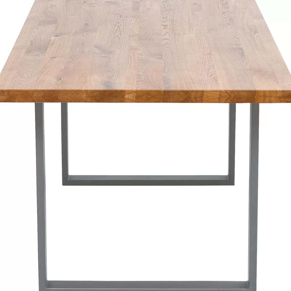 Table design Jackie en chêne et métal brut - Dimensions 160 x 80 cm - Collection KARE Design
