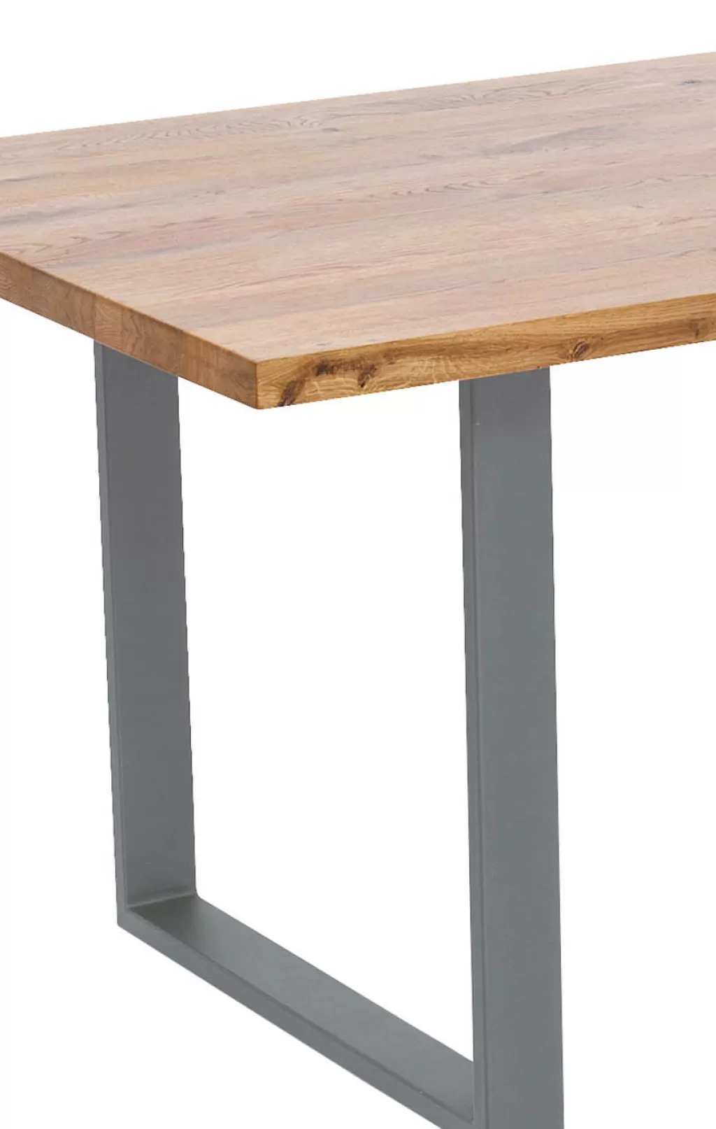 Table design Jackie en chêne et métal brut - Dimensions 160 x 80 cm - Collection KARE Design