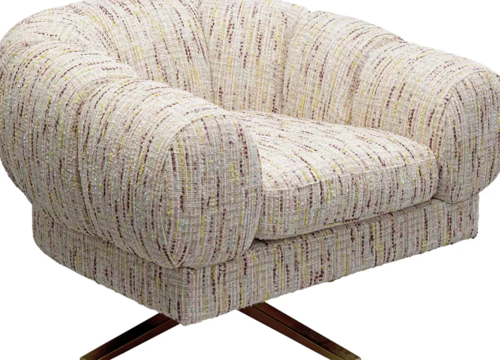 Fauteuil pivotant design scandinave Janno - KARE Design, assise ergonomique en tissu beige, style moderne et intemporel