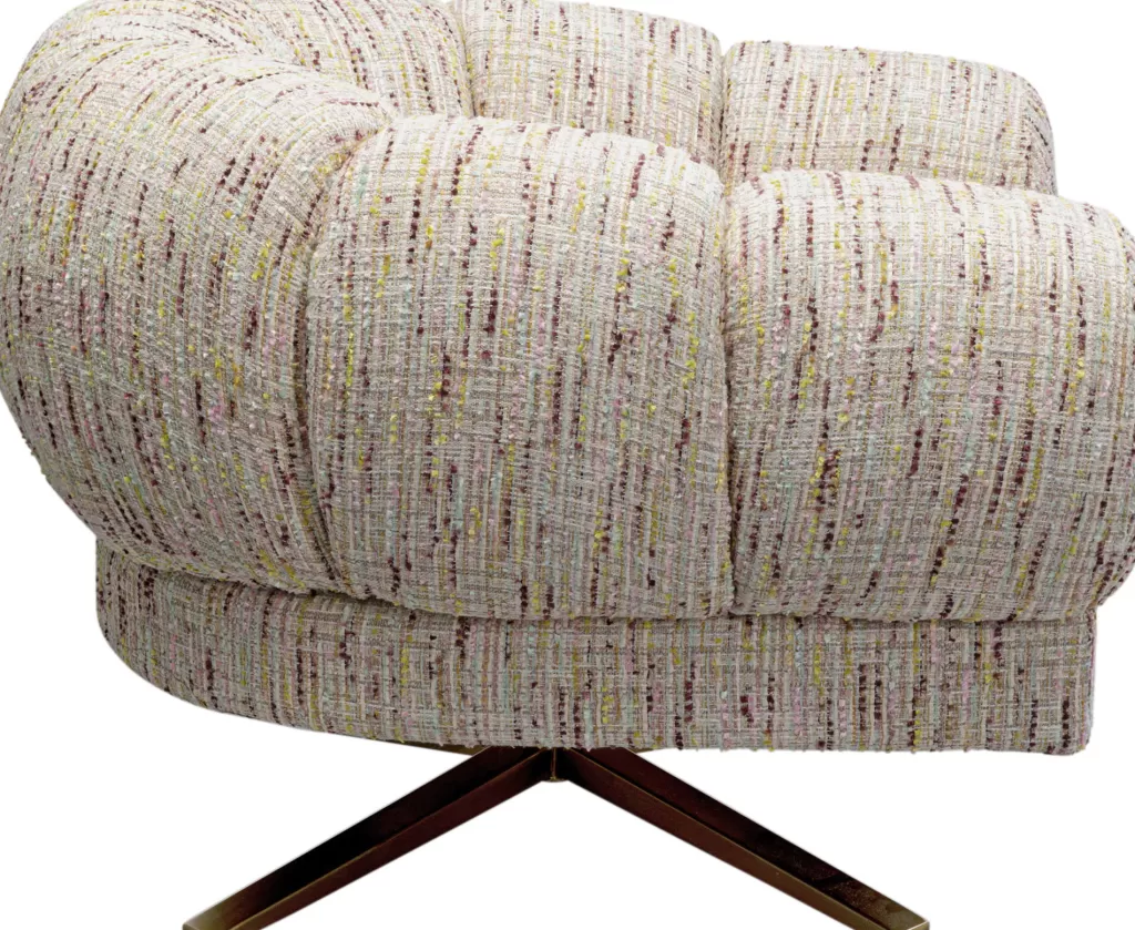 Fauteuil pivotant design scandinave Janno - KARE Design, assise ergonomique en tissu beige, style moderne et intemporel