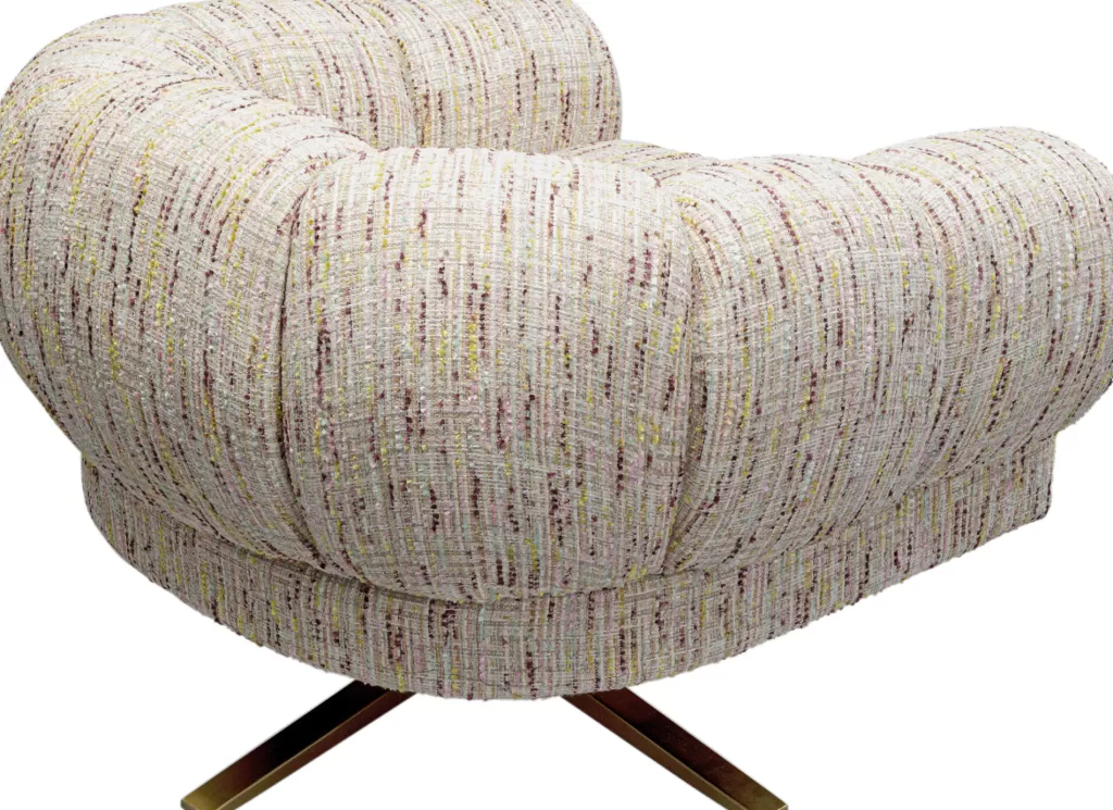 Fauteuil pivotant design scandinave Janno - KARE Design, assise ergonomique en tissu beige, style moderne et intemporel