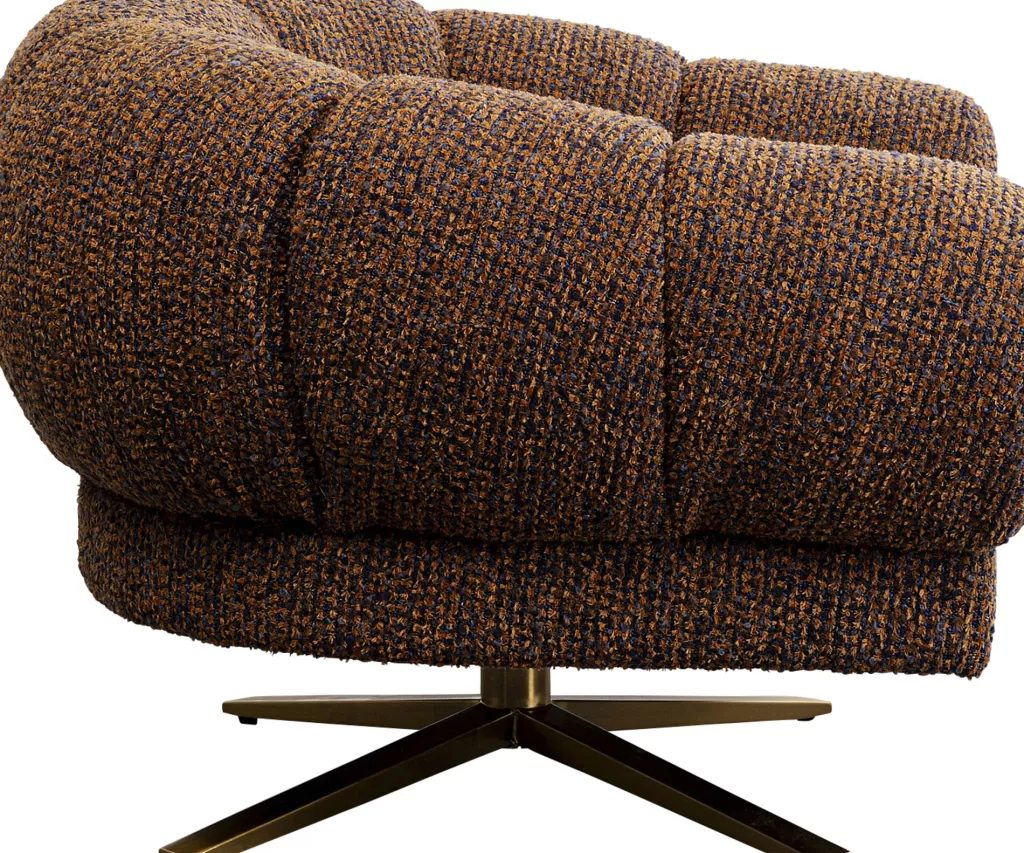 Fauteuil pivotant scandinave Janno - Design épuré et confort ergonomique, structure en bois teinté marron - KARE Collection