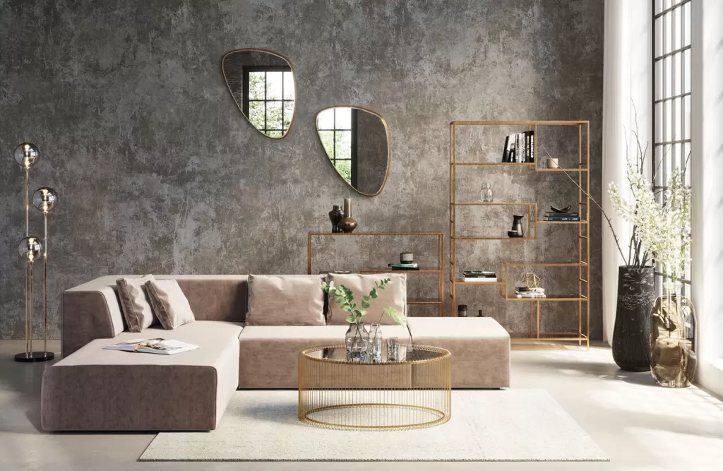 Miroir Design Jetset par KARE - Cadre Doré Élégant, Format 83x56 cm