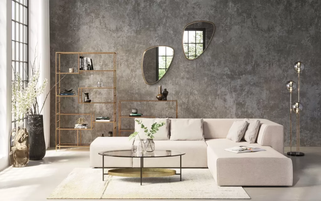 Miroir Design Jetset par KARE - Cadre Doré Élégant, Format 83x56 cm