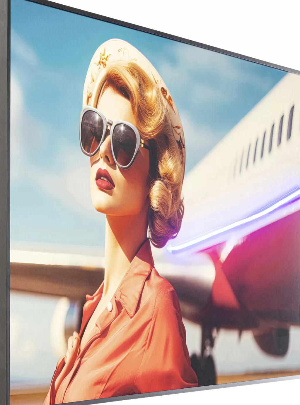 Tableau LED Encadré Moderne « Élégance Jetset » par KARE Design - Femme Chic, Décor Salon Contemporain 120x80 cm