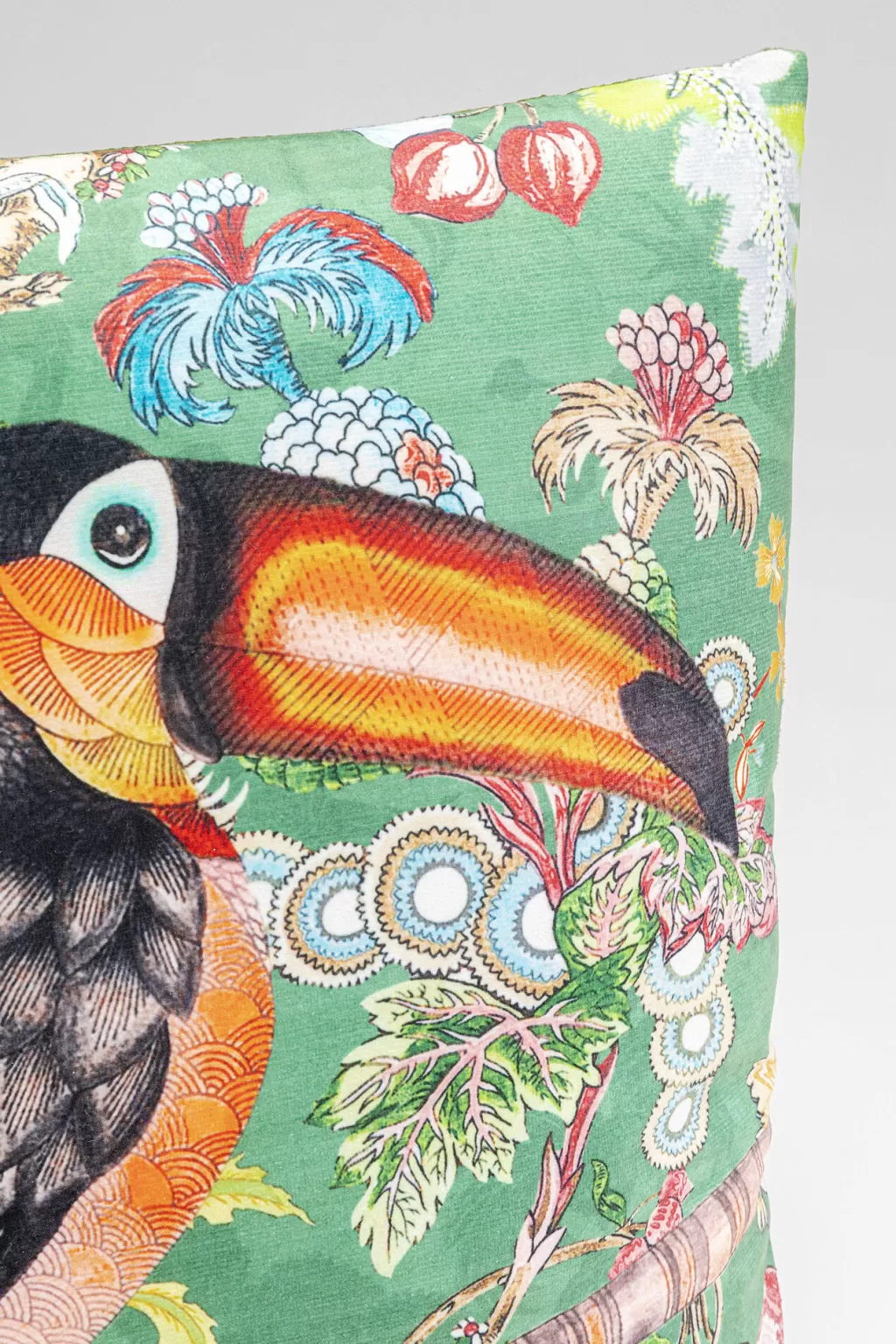 Coussin Décoratif Toucan Jungle par KARE Design - 43 cm x 43 cm, Inspiration Nature Exotique pour Salon 

Motif tropical vibrante avec perroquet toucan - Housse de coussin carrée design - Décoration d'intérieur tendance - Collection Animaux Sauvages 

(Format moyen : 43x43 cm - Matière résistante et douce)
