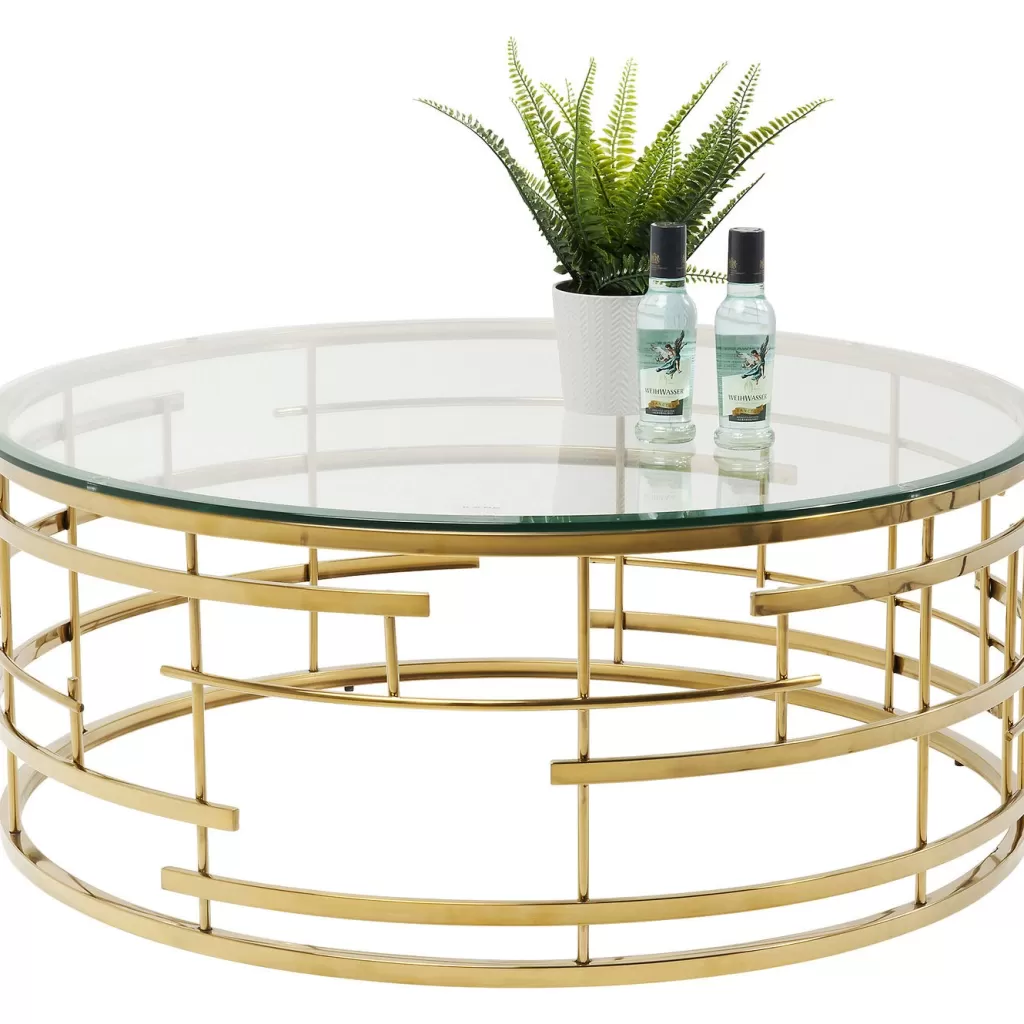 Table basse design Jupiter en finition dorée – KARE Design – Modèle circulaire 100 cm