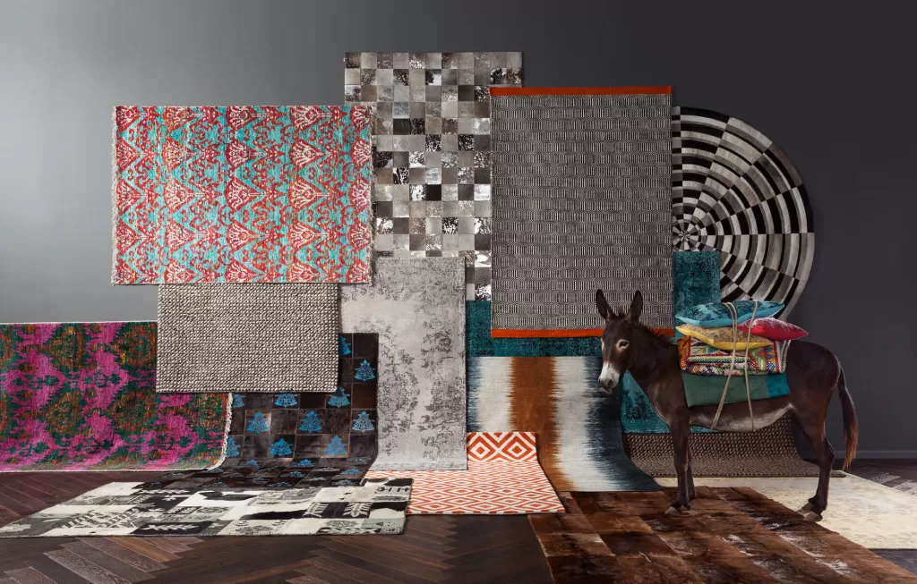 Tapis design moderne gris anthracite - Motif ethnique vibrant - Dimensions 170x240cm - Collection Kelim Pop par KARE Design