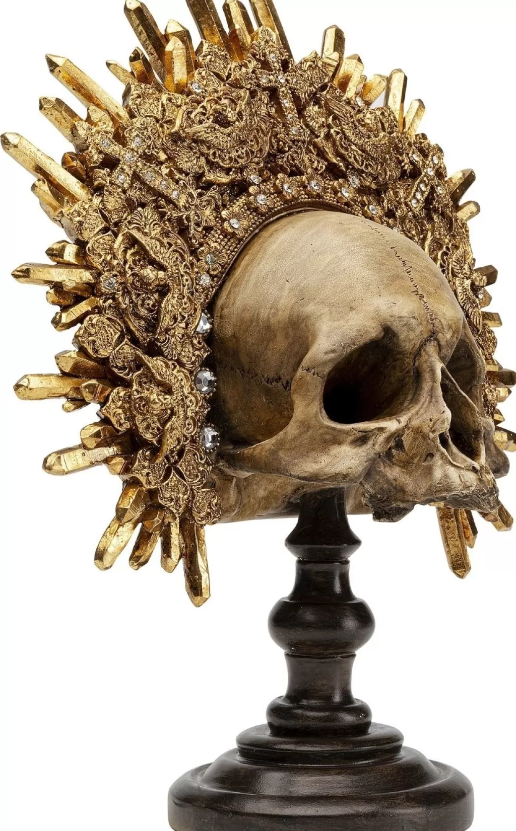Crâne Royal Décoratif KARE Design - Sculpture Tête de Mort en Résine Haute Qualité, 42 cm - Pièce Unique pour Décoration d'Intérieur Audacieuse