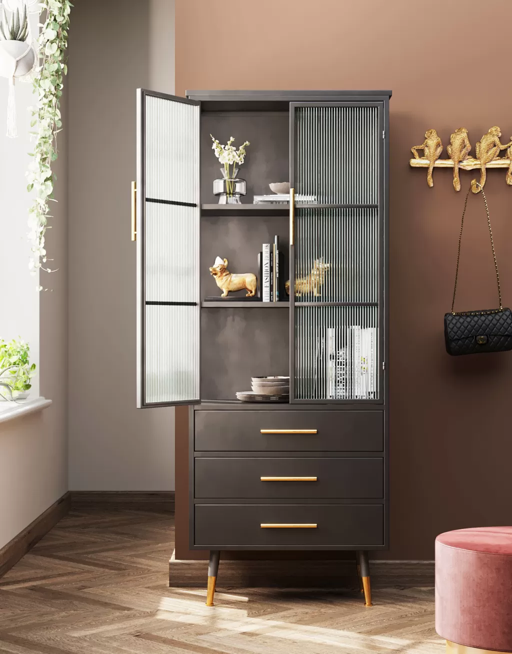 Armoire design La Gomera par KARE - 2 portes et 3 tiroirs, élégance moderne pour rangement optimal