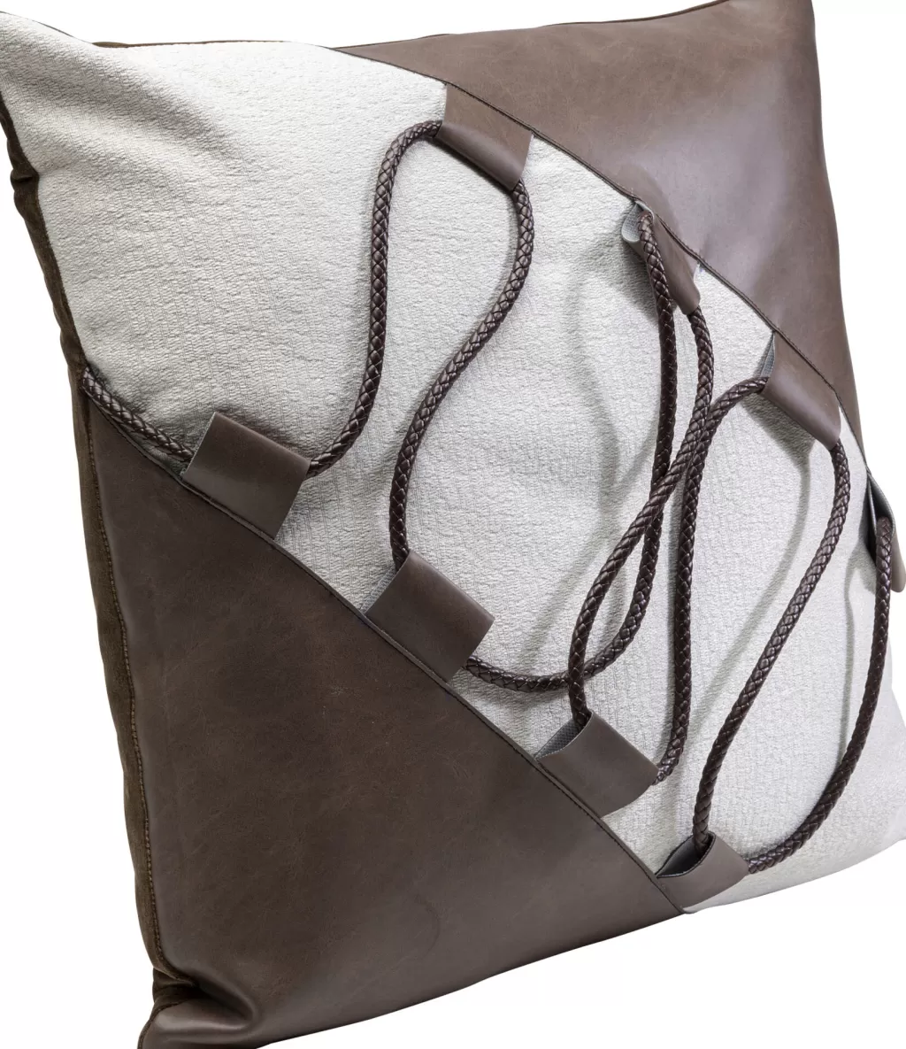 KARE Design - Coussin Décoratif Dentelle Ajourée 45x45 cm pour Salon, Style Bohème Chic