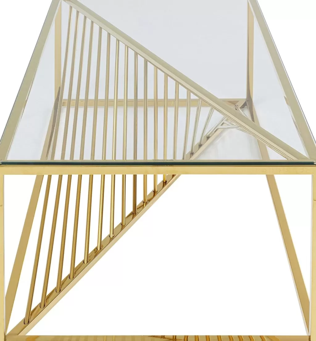 Table Basse Design Laser par KARE - Plateau en Verre Transparent Doré 120x60 cm - Élégance Moderne pour Votre Salon