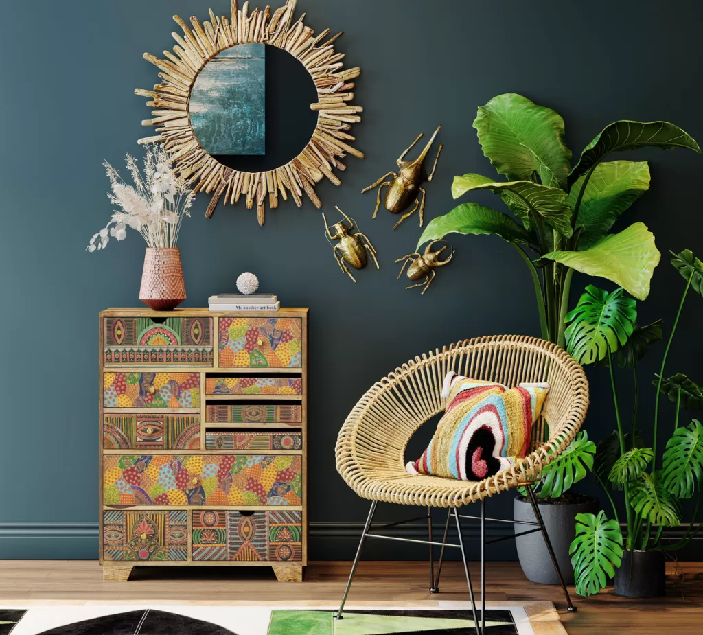 Miroir Design Contemporain KARE en Bois Massif - Déco Murale Élégante, Diamètre 82 cm
