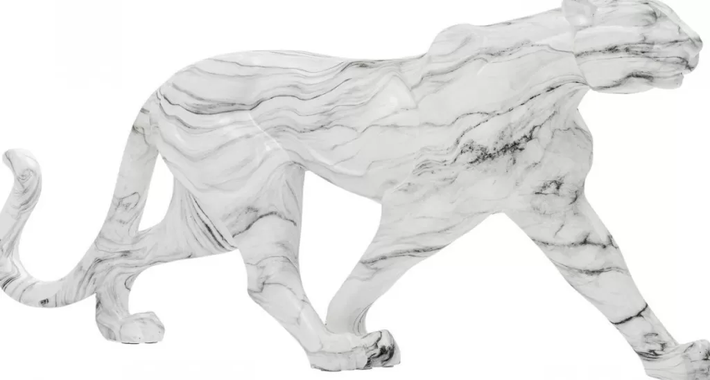 KARE Design - Sculpture Panthère en Marbre Élégante, 129 cm - Décor d'Intérieur Style Safari avec Motif Pierre Naturelle - Pièce Unique pour Ambiance Rétro-Chic