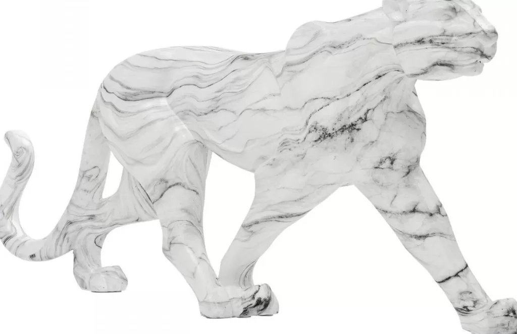 KARE Design - Sculpture Panthère en Marbre Élégante, 129 cm - Décor d'Intérieur Style Safari avec Motif Pierre Naturelle - Pièce Unique pour Ambiance Rétro-Chic