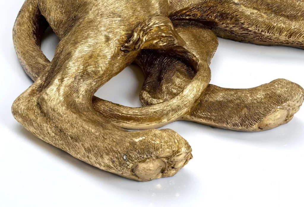 KARE Design - Sculpture Majestueuse de Lion Doré sur Piédestal - Objet Décoratif Élégant - 113 cm (Or)