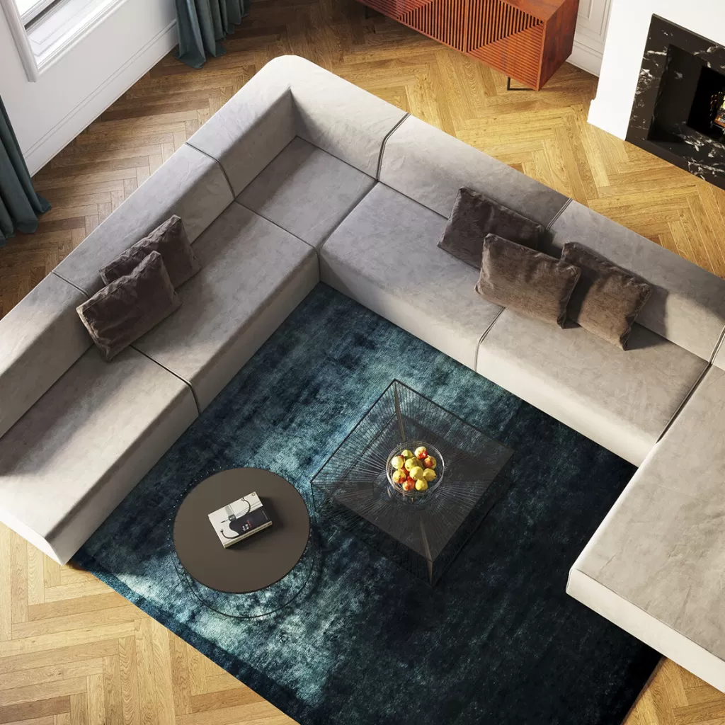 Canapé d'angle design Infinity Miami - Collection Living Landscape par KARE, Gris Nuage - Confort modulable et esthétique scandinave contemporaine