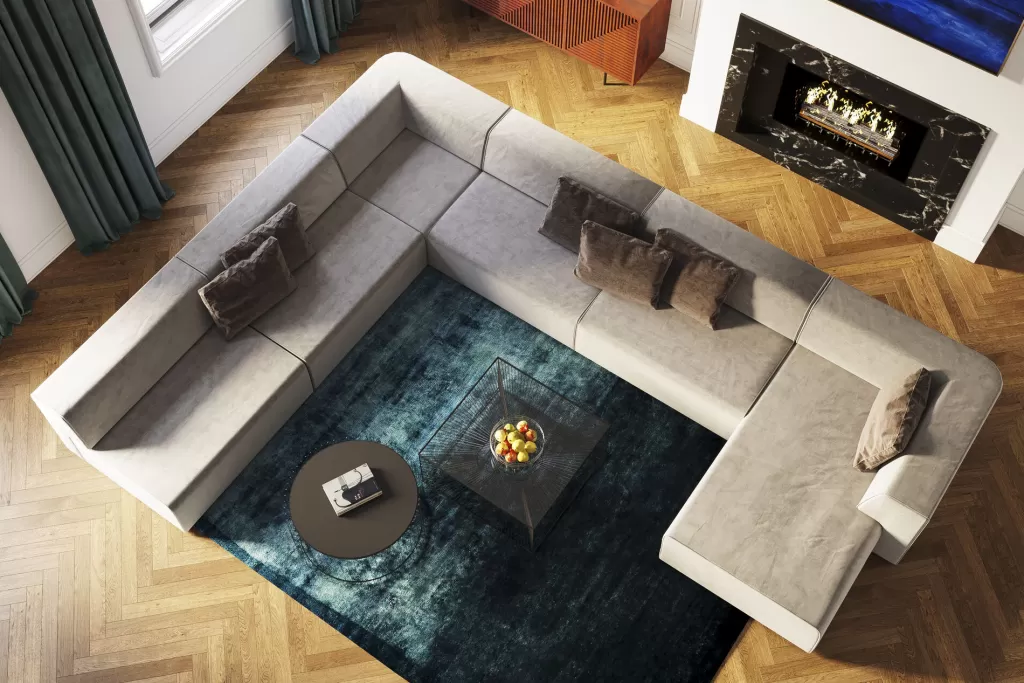 Canapé d'angle design Infinity Miami - Collection Living Landscape par KARE, Gris Nuage - Confort modulable et esthétique scandinave contemporaine