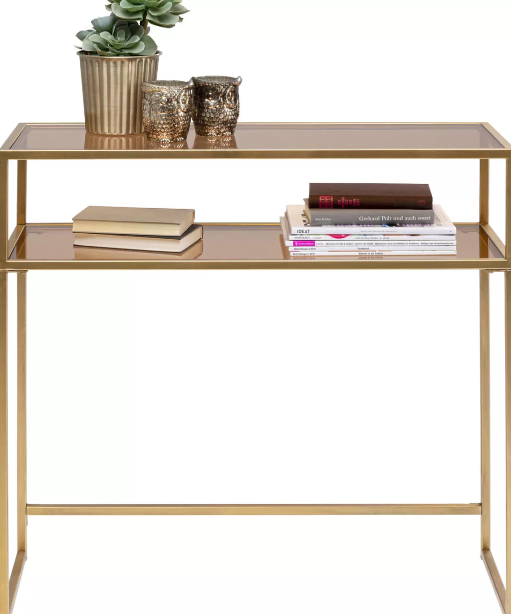 Console Élégante KARE Design - Style Loft Industriel, Finition Dorée - Dimensions 85x80 cm | Idéale pour Entrée ou Salon

(：，，，，SEO)