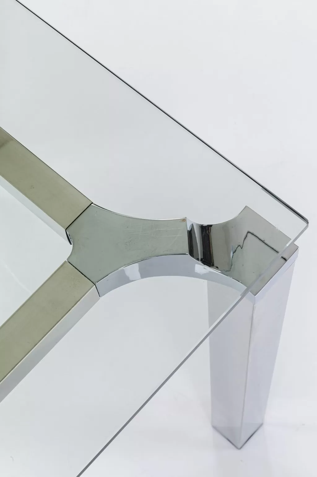 Bureau d'angle design Lorenco - Plateau chromé 210x180cm - Solution ergonomique pour espaces de travail modernes (Marque KARE)