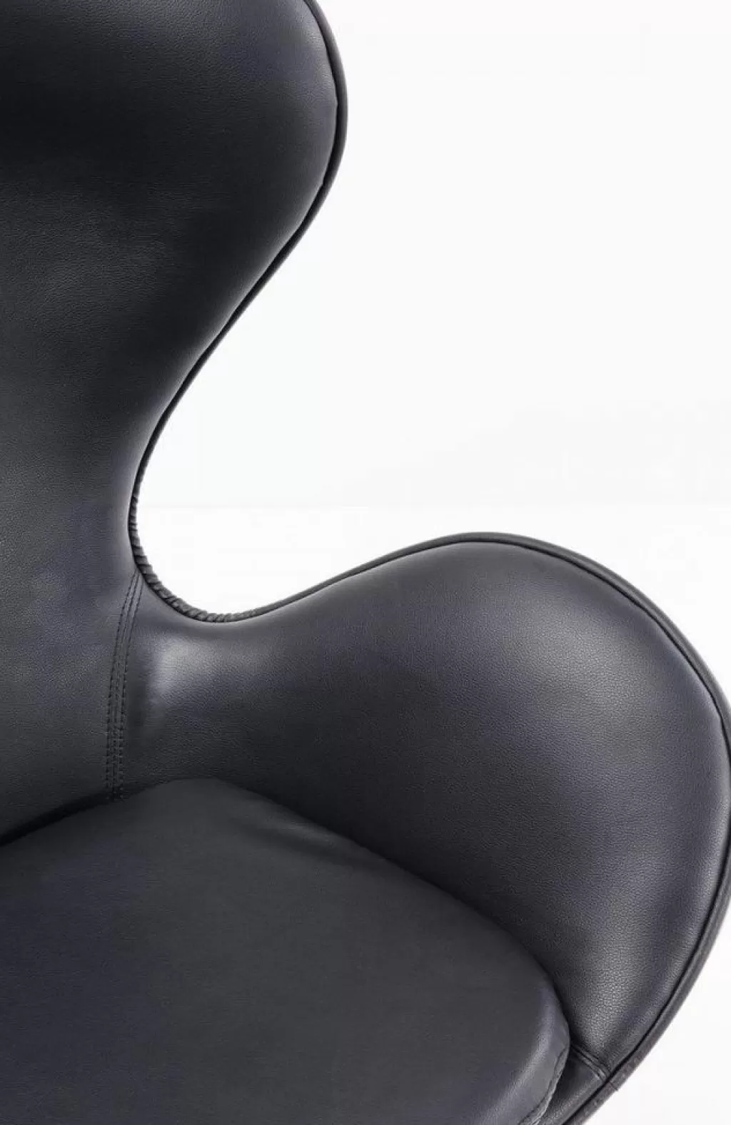 Fauteuil pivotant design KARE Lounge – Assise ergonomique en tissu noir et noyer
