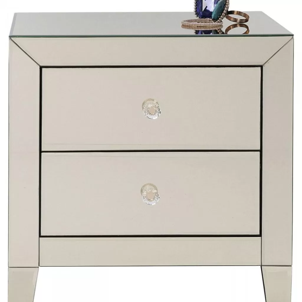Table de Chevet Élégante avec 2 Tiroirs - Collection Luxury Pearl par KARE Design, Commode Compacte pour Chambre Moderne