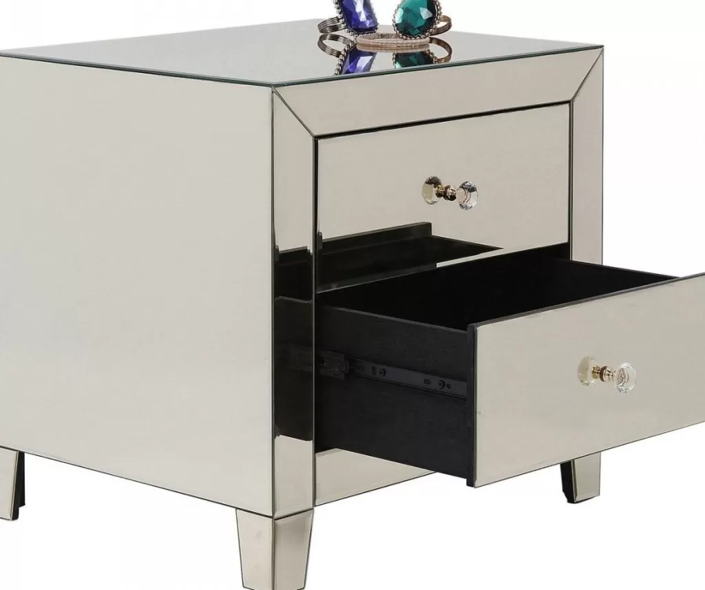 Table de Chevet Élégante avec 2 Tiroirs - Collection Luxury Pearl par KARE Design, Commode Compacte pour Chambre Moderne