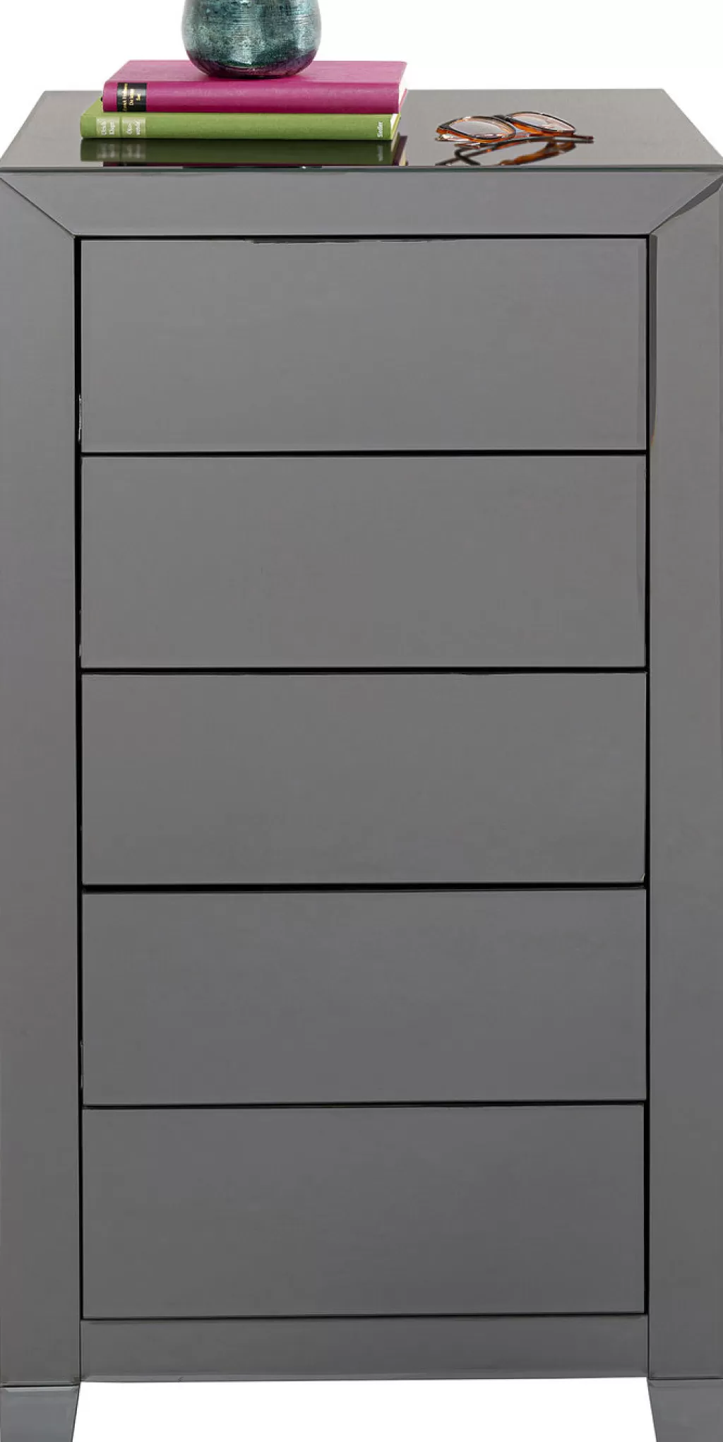 Commode Élégante KARE Design 5 Tiroirs - Meuble de Rangement Haut avec Mécanisme Push Gris Anthracite 

Design Luxe avec Tiroirs Coulissants Silencieux - Commode Fonctionnelle pour Chambre et Entrée 

Meuble de Stockage Haut de Gamme - Finition Résistante aux Rayures en Gris Sophistiqué