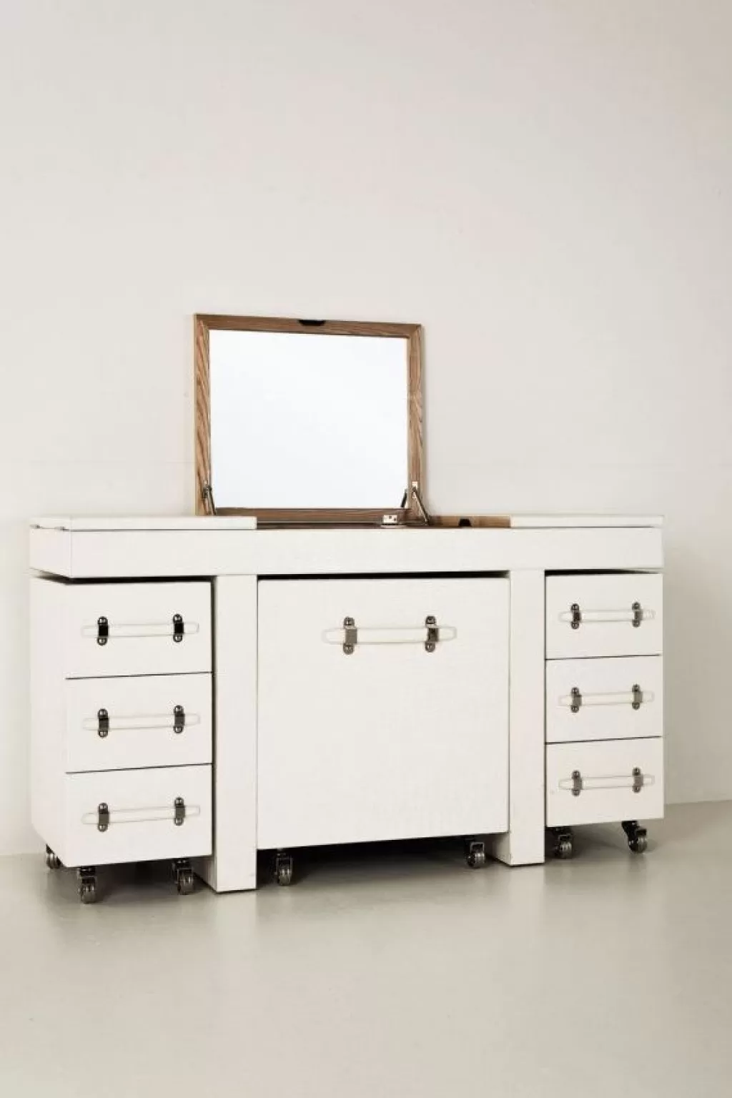 Coiffeuse Élégante Diva Croco Blanc - Table de Maquillage Modulable Style Contemporain par KARE Design