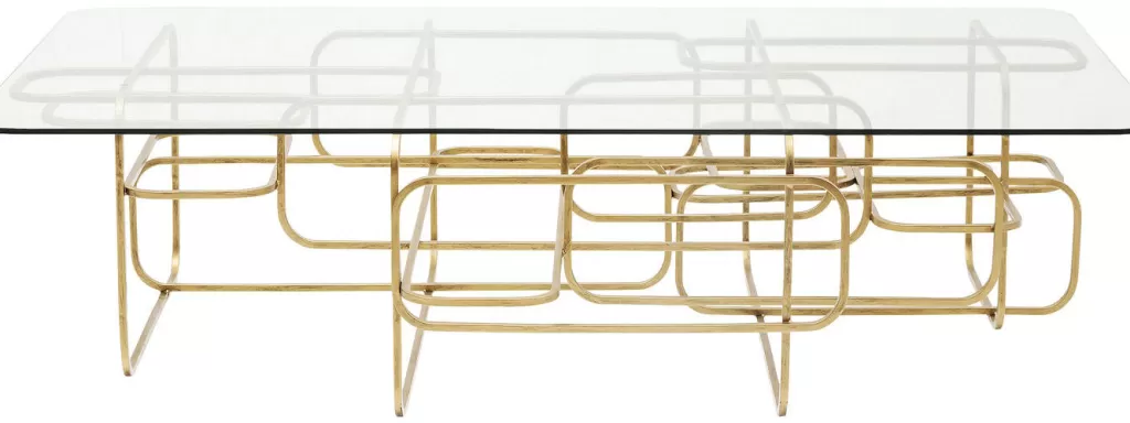 Table Basse Design Meander Doré - Modèle Élégant 140x80 cm par KARE, Idéale pour Salon Contemporain