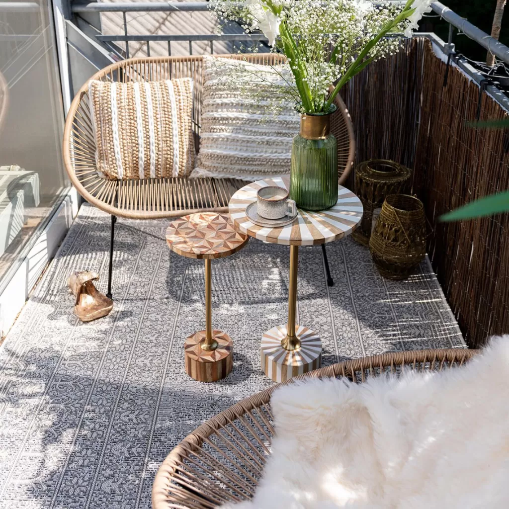 KARE Design - Tapis Médaillon résistant pour Extérieur 160x230 cm - Idéal terrasse & balcon