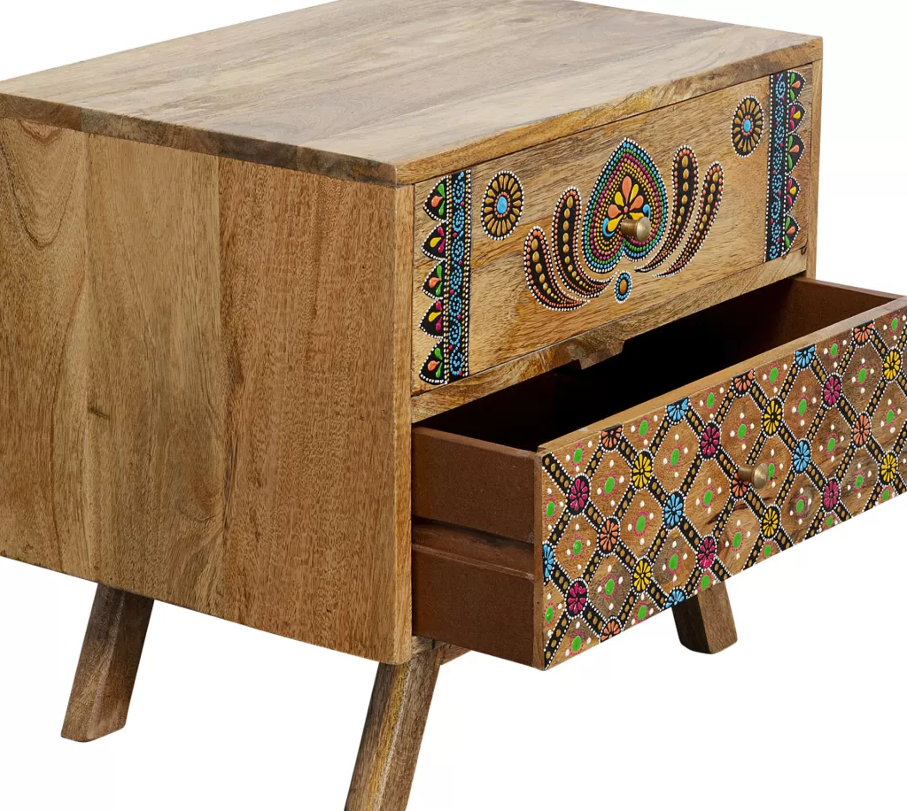 Table de Chevet Menorca en Manguier Massif - Design Scandinave Moderne 46x50cm par KARE Collection 

(Version élégante avec dimensions inversées 