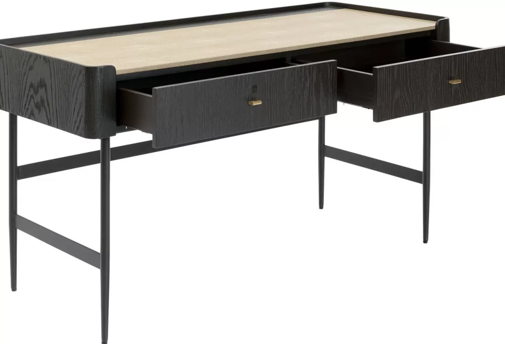 Bureau design Milano 140 cm - Structure moderne en mélange de matériaux pour espace de travail contemporain - Collection KARE