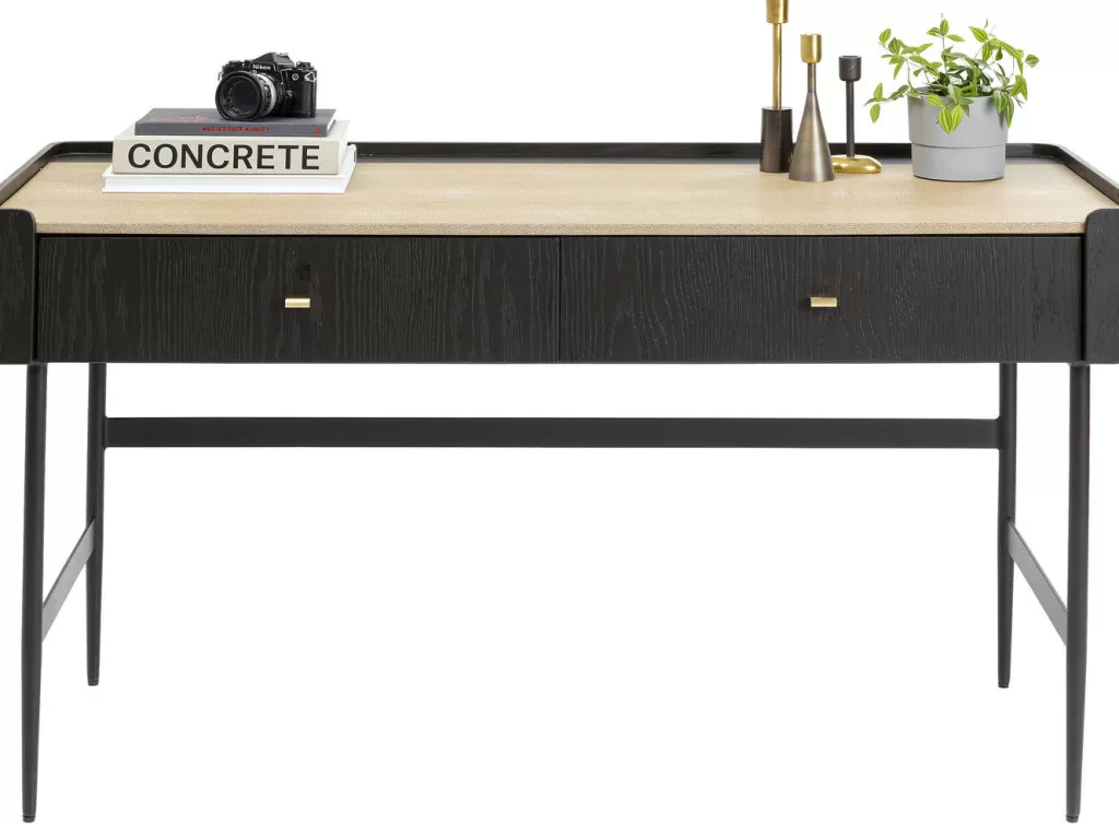 Bureau design Milano 140 cm - Structure moderne en mélange de matériaux pour espace de travail contemporain - Collection KARE