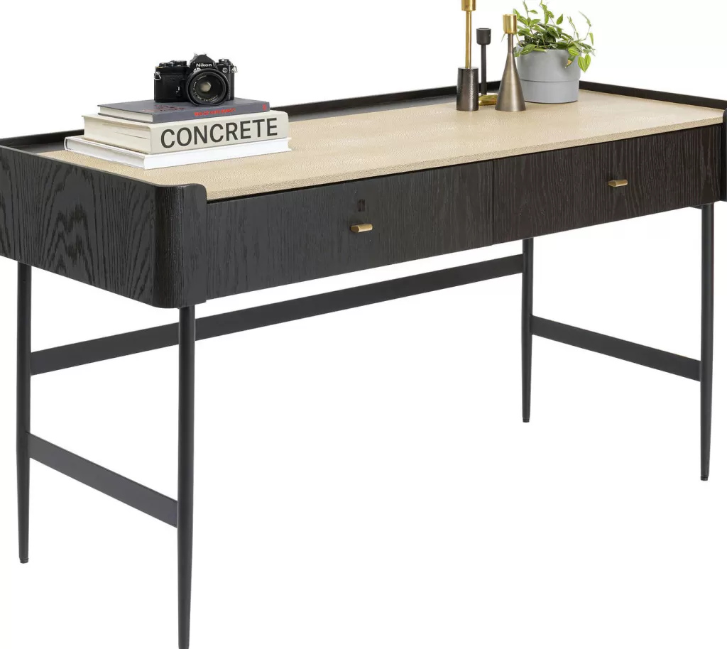 Bureau design Milano 140 cm - Structure moderne en mélange de matériaux pour espace de travail contemporain - Collection KARE