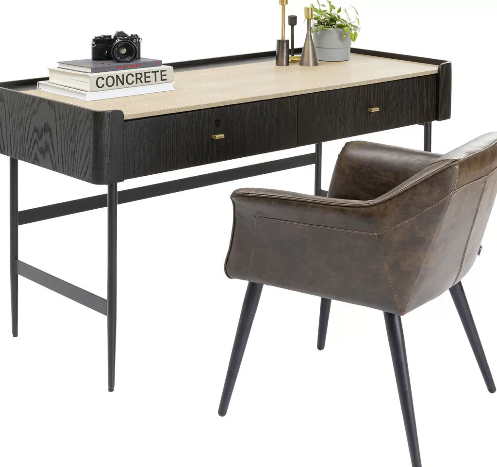 Bureau design Milano 140 cm - Structure moderne en mélange de matériaux pour espace de travail contemporain - Collection KARE