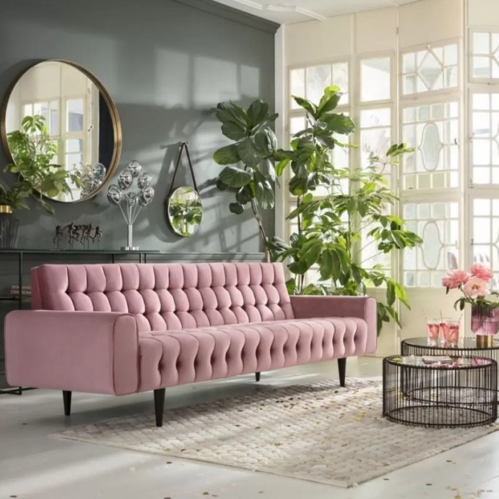 Canapé 3 places velours mauve doux - Collection Milchbar par KARE Design
