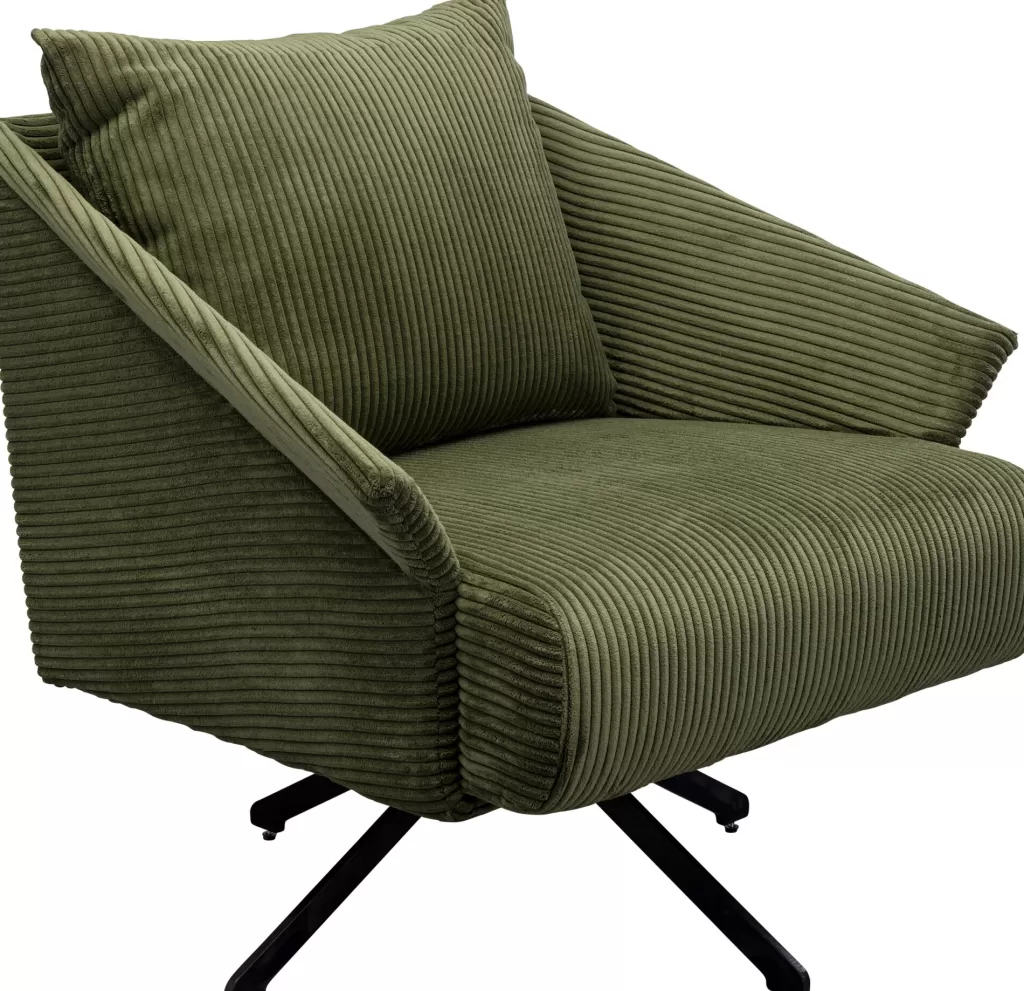 Fauteuil pivotant élégant Milo - Design scandinave et ergonomie moderne en vert sapin par KARE Design  

KARE Design | Fauteuil tournant moderne Milo, structure en velours vert forêt et piètement chromé  

Fauteuil relax pivotant 360° Milo - Vert mousse design avec accoudoirs réglables - Collection KARE  

Milo by KARE - Fauteuil lounge rotatif en tissu résistant vert olive, dossier inclinable réglable