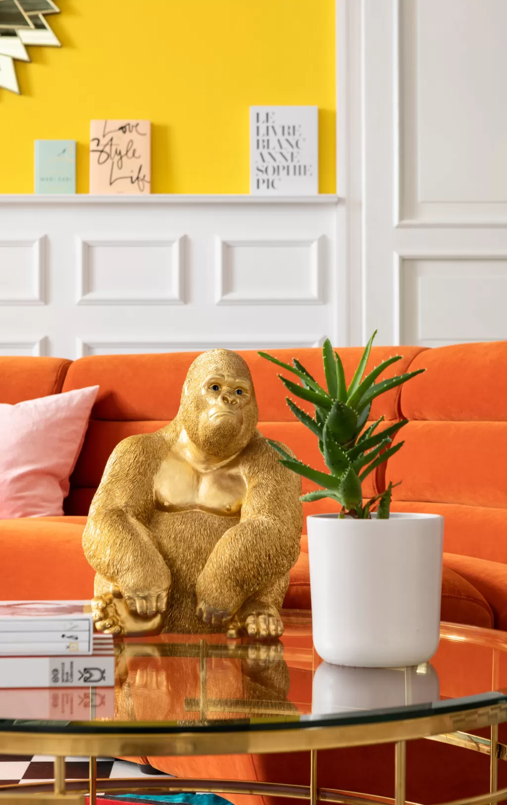 KARE Design - Sculpture Animale Singe Gorille en Doré, Décorative, Taille Moyenne 39 cm - Idée Cadeau Élégante pour Intérieur