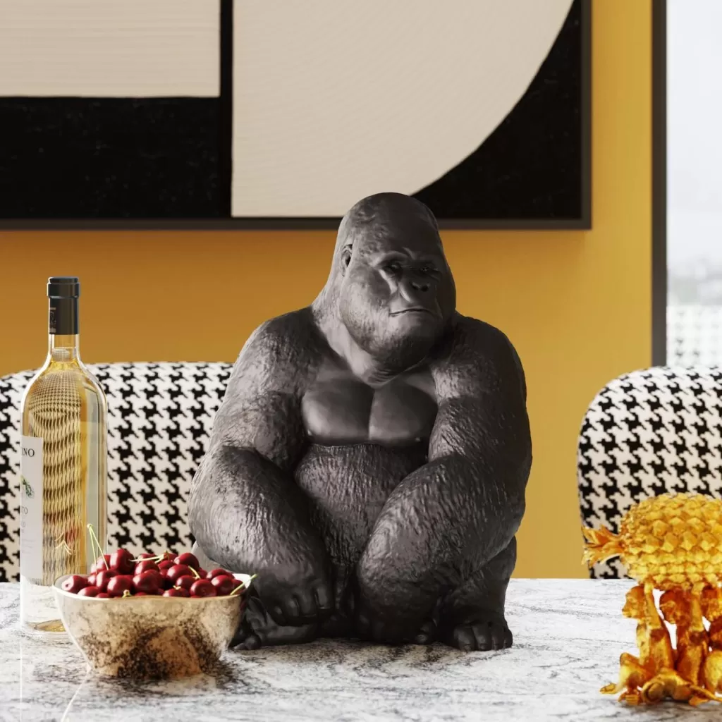 Sculpture Moderne Singe et Gorille - Design Contemporain Taille Moyenne Noir par KARE