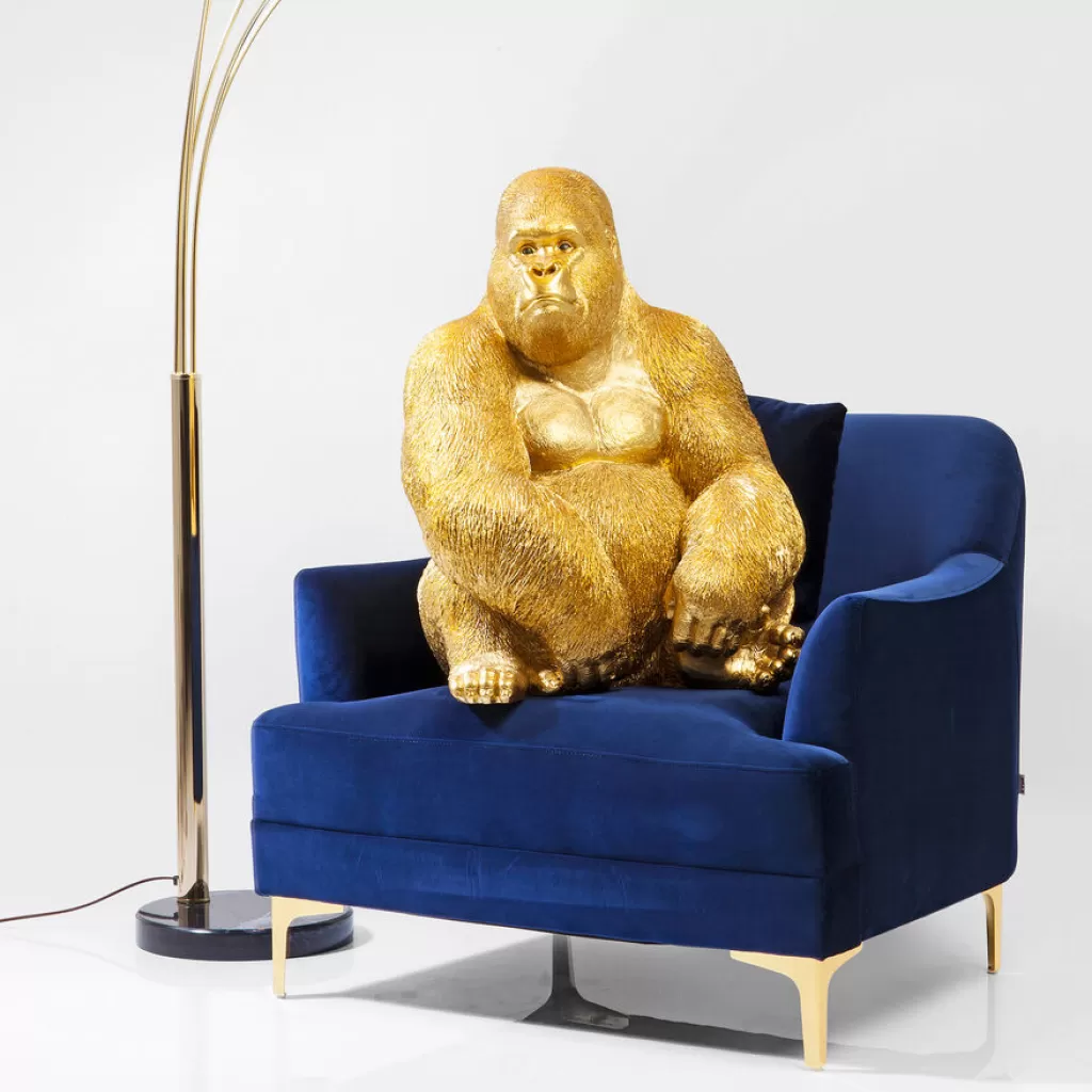 Figurine Décorative XL Singe Gorille en Or Doré – Design Moderne par KARE, 76 cm