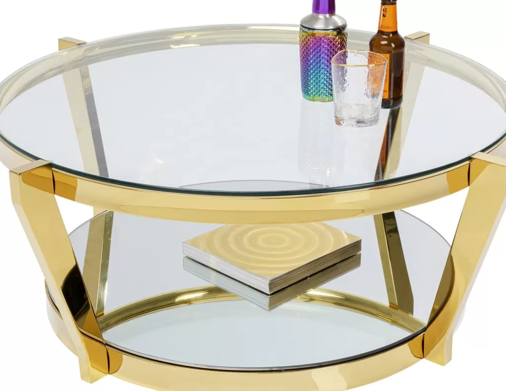 KARE Design - Table basse contemporaine Monocolo en finition dorée, diamètre 90 cm - Pièce maîtresse élégante pour votre salon